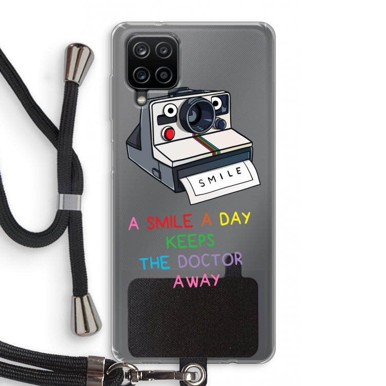 Smile: Samsung Galaxy A12 Transparant Hoesje met koord