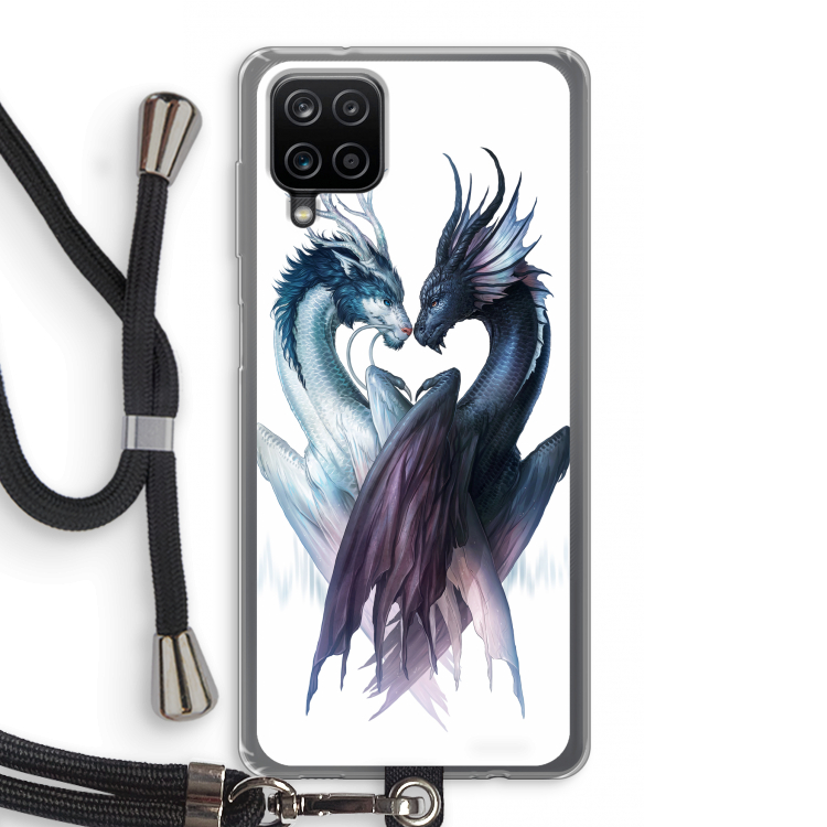 Yin Yang Dragons: Samsung Galaxy A12 Transparant Hoesje met koord