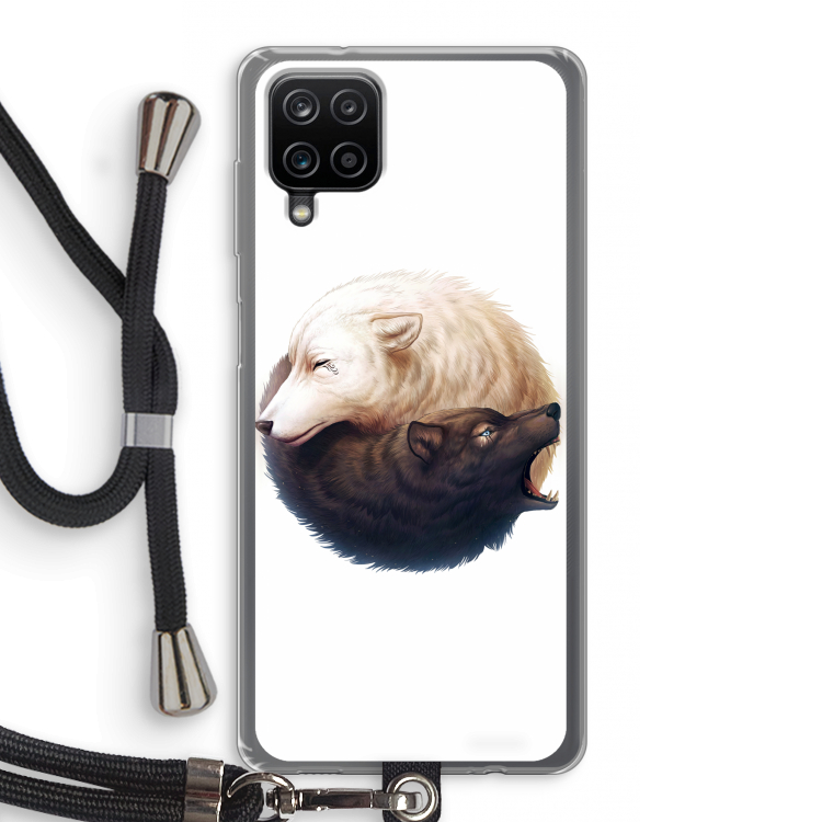 Yin Yang Wolves: Samsung Galaxy A12 Transparant Hoesje met koord
