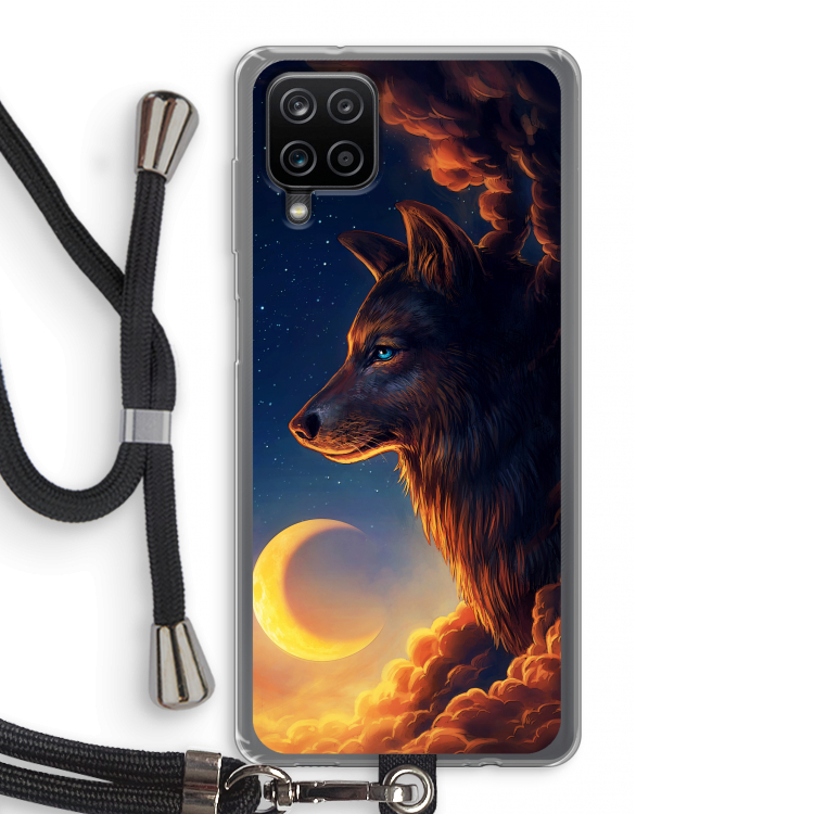 Night Guardian: Samsung Galaxy A12 Transparant Hoesje met koord