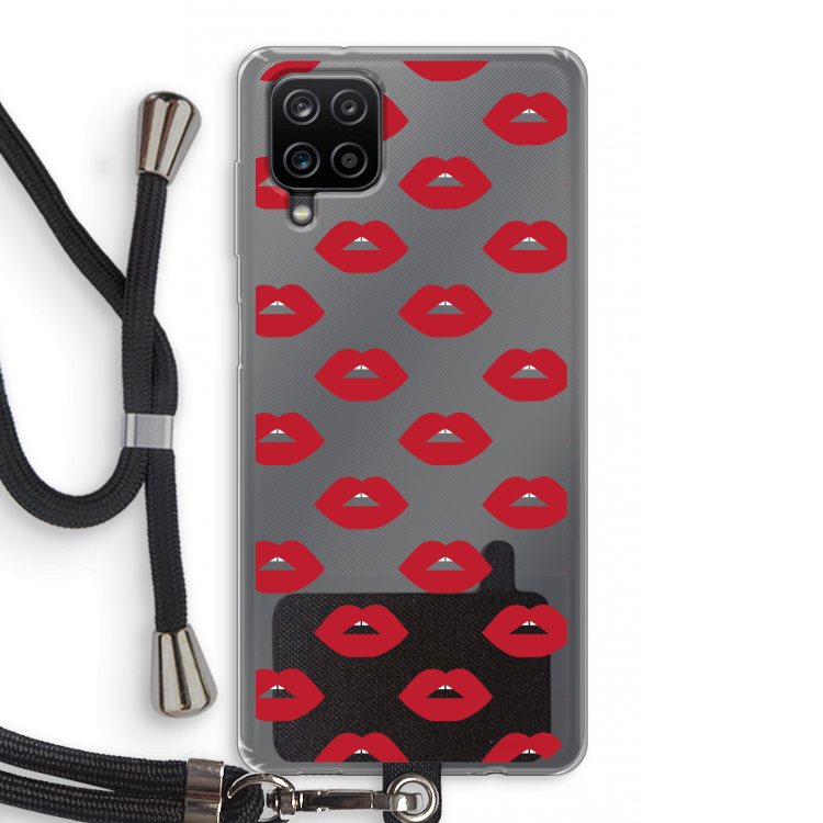 Lips: Samsung Galaxy A12 Transparant Hoesje met koord