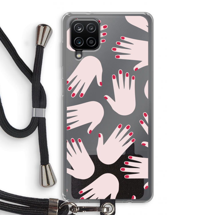 Hands pink: Samsung Galaxy A12 Transparant Hoesje met koord