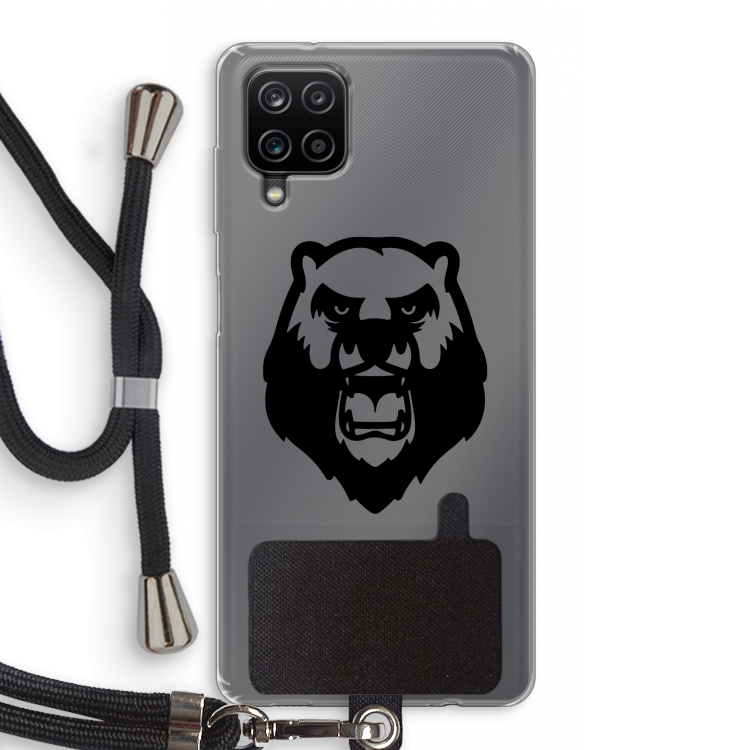 Angry Bear (black): Samsung Galaxy A12 Transparant Hoesje met koord