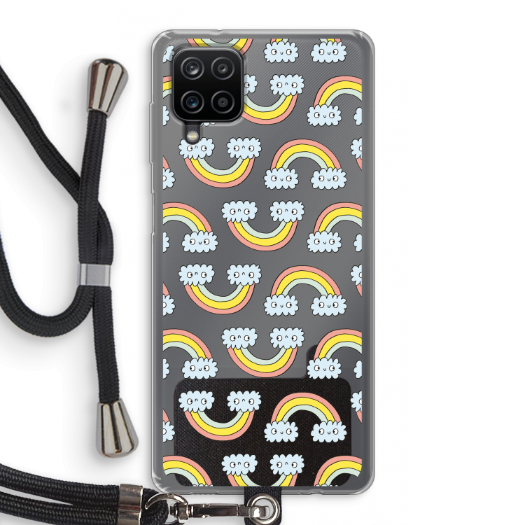 Regenboog: Samsung Galaxy A12 Transparant Hoesje met koord