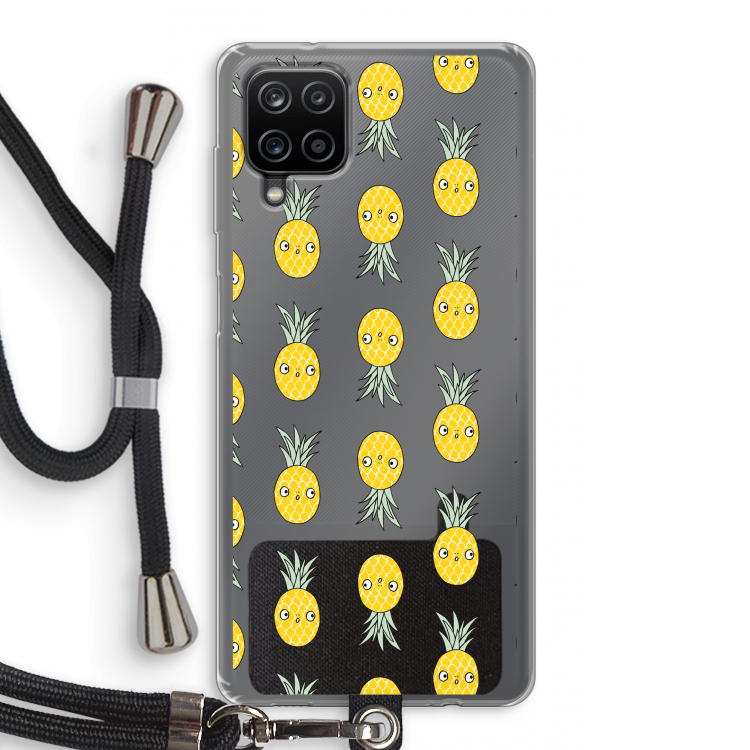 Ananas: Samsung Galaxy A12 Transparant Hoesje met koord