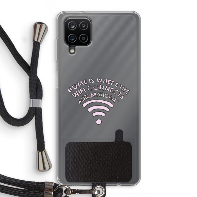 Home Is Where The Wifi Is: Samsung Galaxy A12 Transparant Hoesje met koord