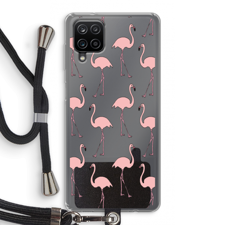 Anything Flamingoes: Samsung Galaxy A12 Transparant Hoesje met koord