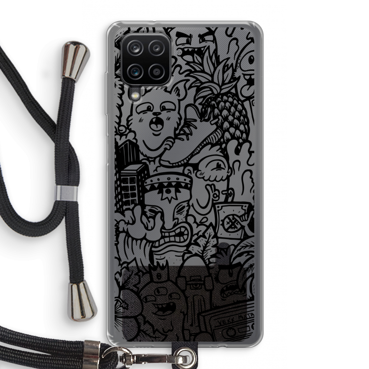 Vexx Black Mixtape: Samsung Galaxy A12 Transparant Hoesje met koord