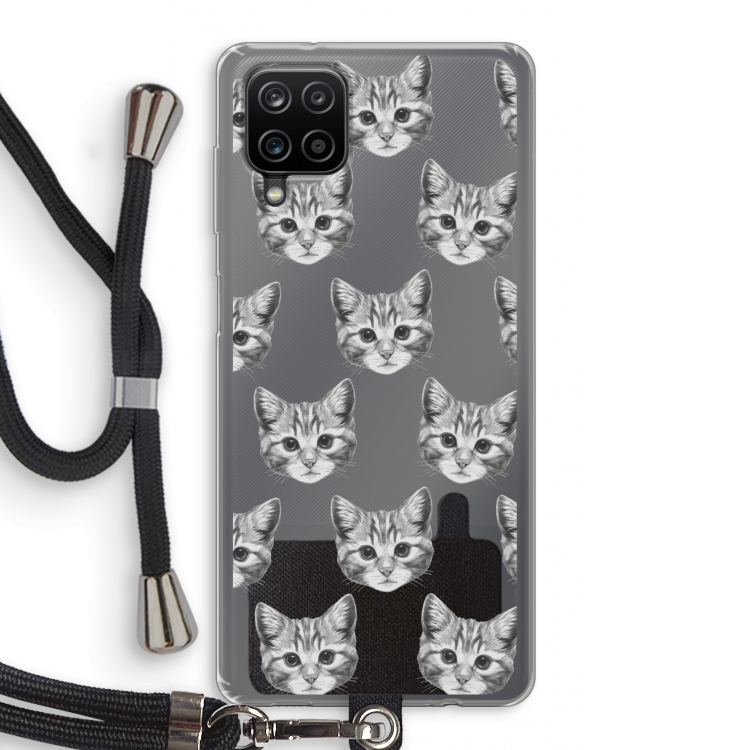 Kitten: Samsung Galaxy A12 Transparant Hoesje met koord