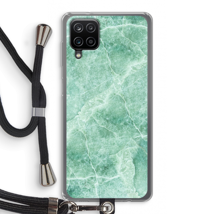 Groen marmer: Samsung Galaxy A12 Transparant Hoesje met koord