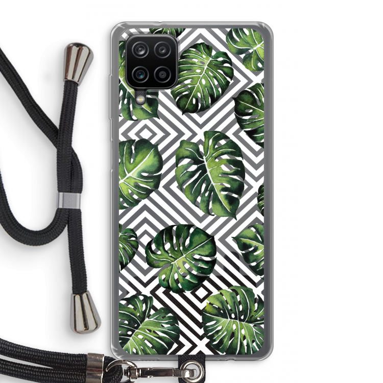 Geometrische jungle: Samsung Galaxy A12 Transparant Hoesje met koord