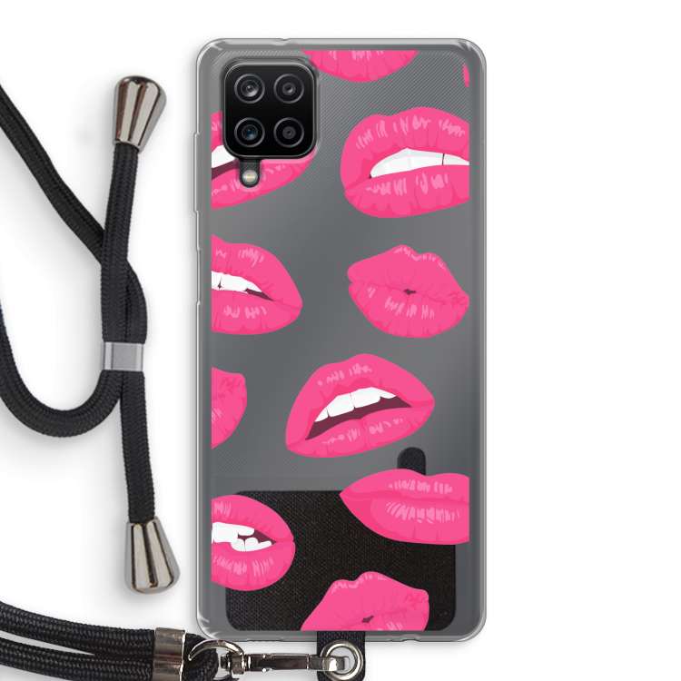 Bite my lip: Samsung Galaxy A12 Transparant Hoesje met koord