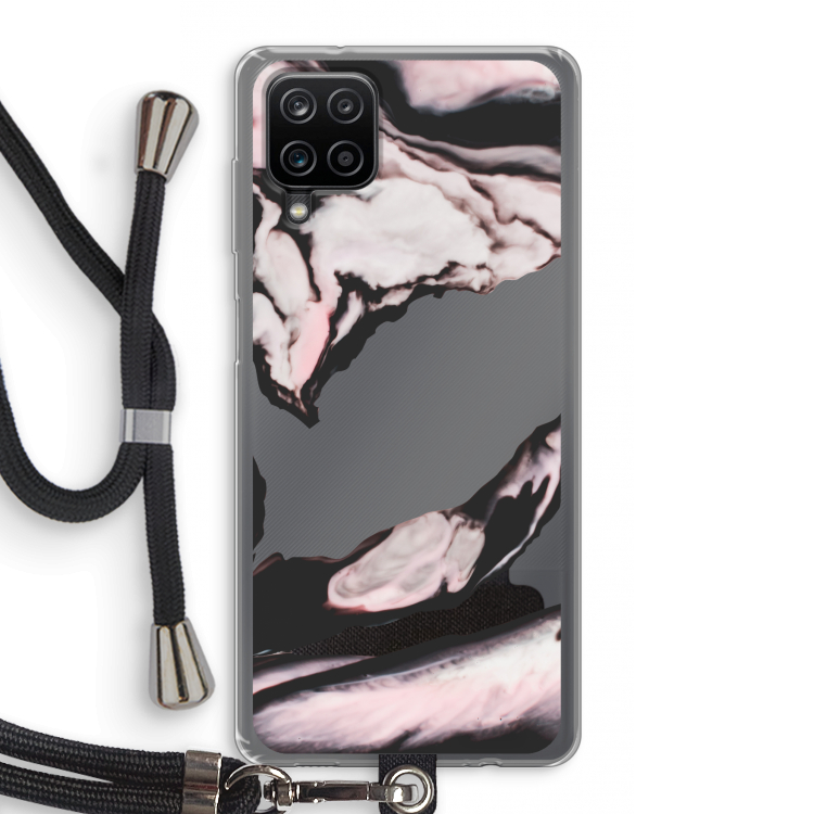 Roze stroom: Samsung Galaxy A12 Transparant Hoesje met koord