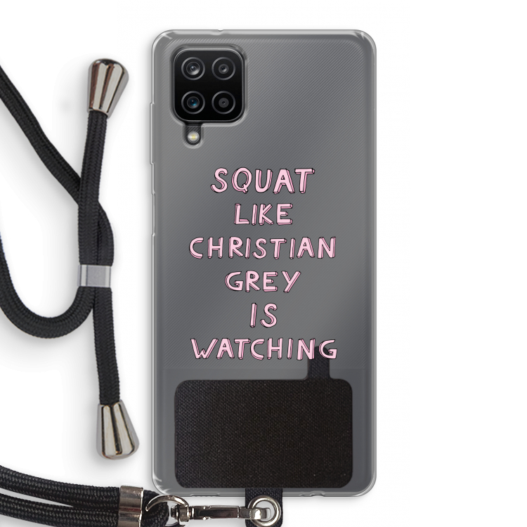Christian Grey: Samsung Galaxy A12 Transparant Hoesje met koord