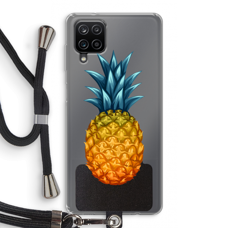 Grote ananas: Samsung Galaxy A12 Transparant Hoesje met koord