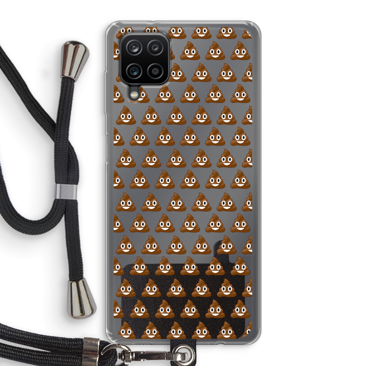 Poop emoji: Samsung Galaxy A12 Transparant Hoesje met koord