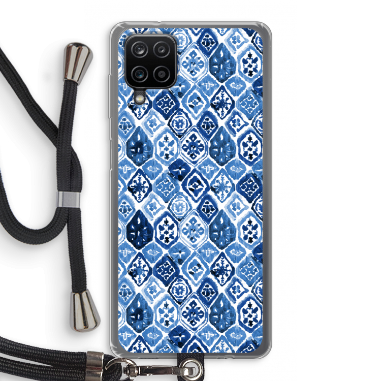 Blauw motief: Samsung Galaxy A12 Transparant Hoesje met koord
