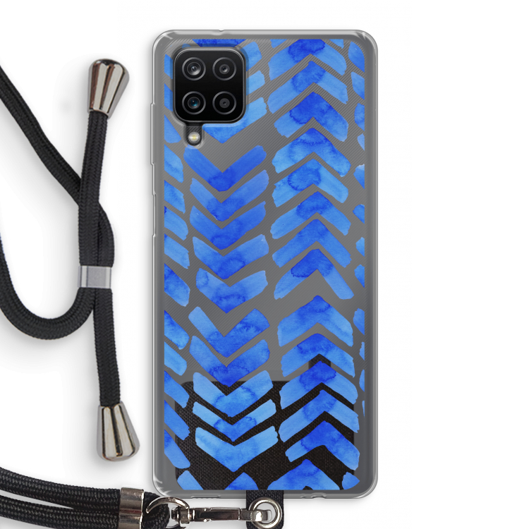 Blauwe pijlen: Samsung Galaxy A12 Transparant Hoesje met koord