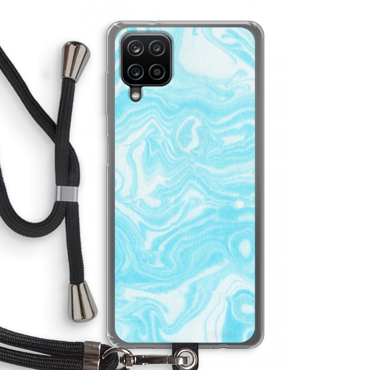 Waterverf blauw: Samsung Galaxy A12 Transparant Hoesje met koord