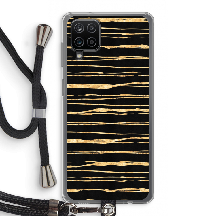 Gouden strepen: Samsung Galaxy A12 Transparant Hoesje met koord