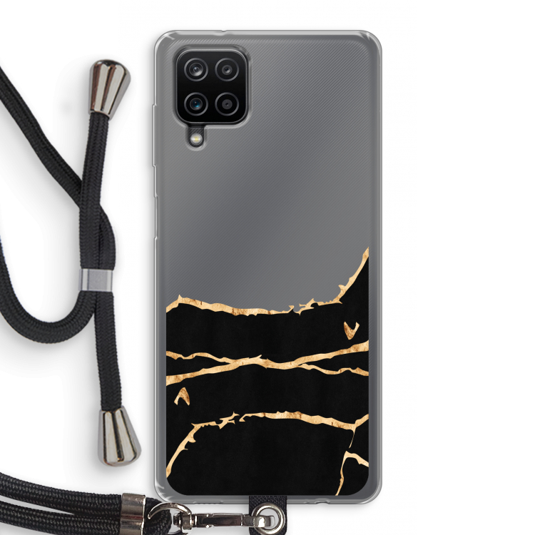 Gouden marmer: Samsung Galaxy A12 Transparant Hoesje met koord