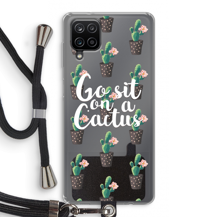 Cactus quote: Samsung Galaxy A12 Transparant Hoesje met koord