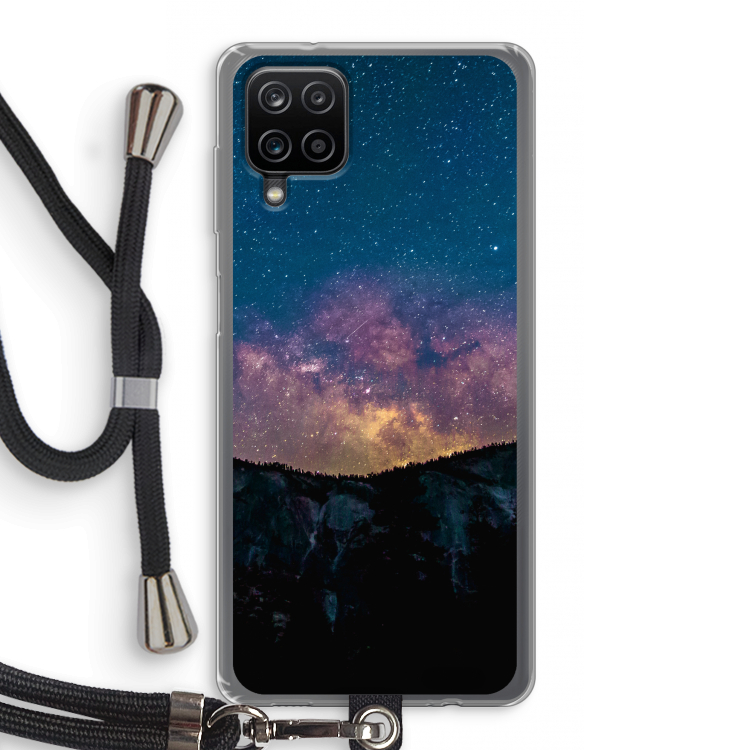Travel to space: Samsung Galaxy A12 Transparant Hoesje met koord