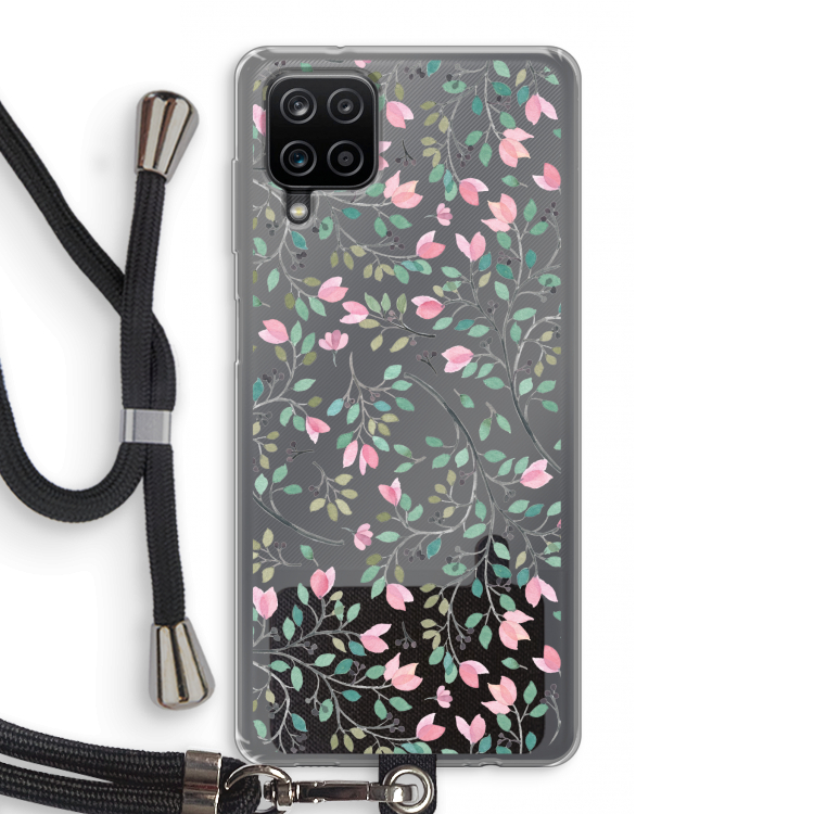 Sierlijke bloemen: Samsung Galaxy A12 Transparant Hoesje met koord