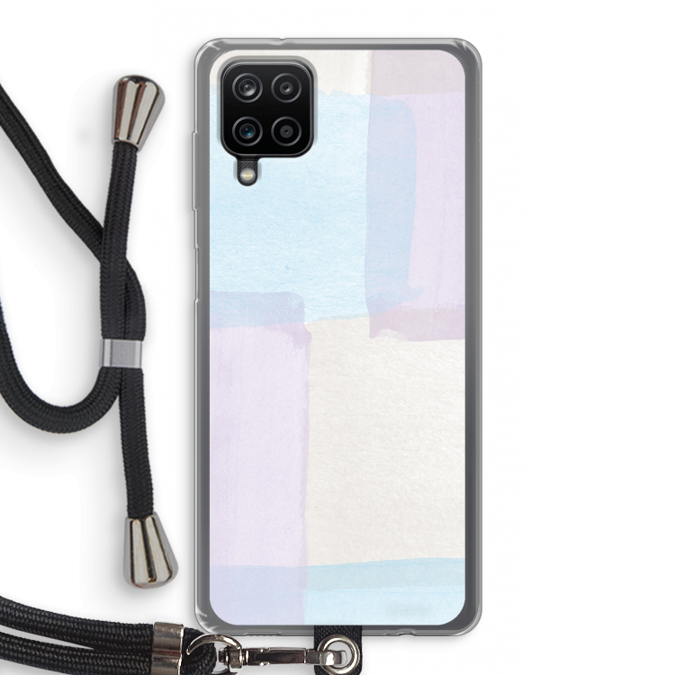 Square pastel: Samsung Galaxy A12 Transparant Hoesje met koord