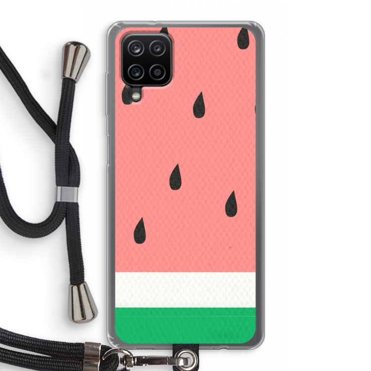 Watermeloen: Samsung Galaxy A12 Transparant Hoesje met koord