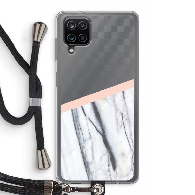 A touch of peach: Samsung Galaxy A12 Transparant Hoesje met koord