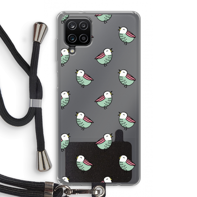 Vogeltjes: Samsung Galaxy A12 Transparant Hoesje met koord