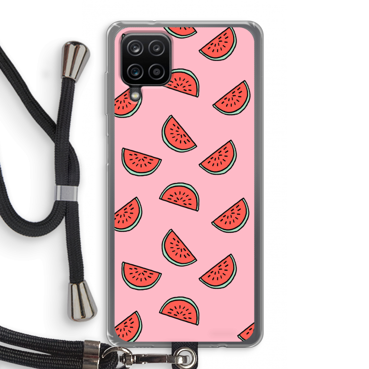 Watermeloen: Samsung Galaxy A12 Transparant Hoesje met koord