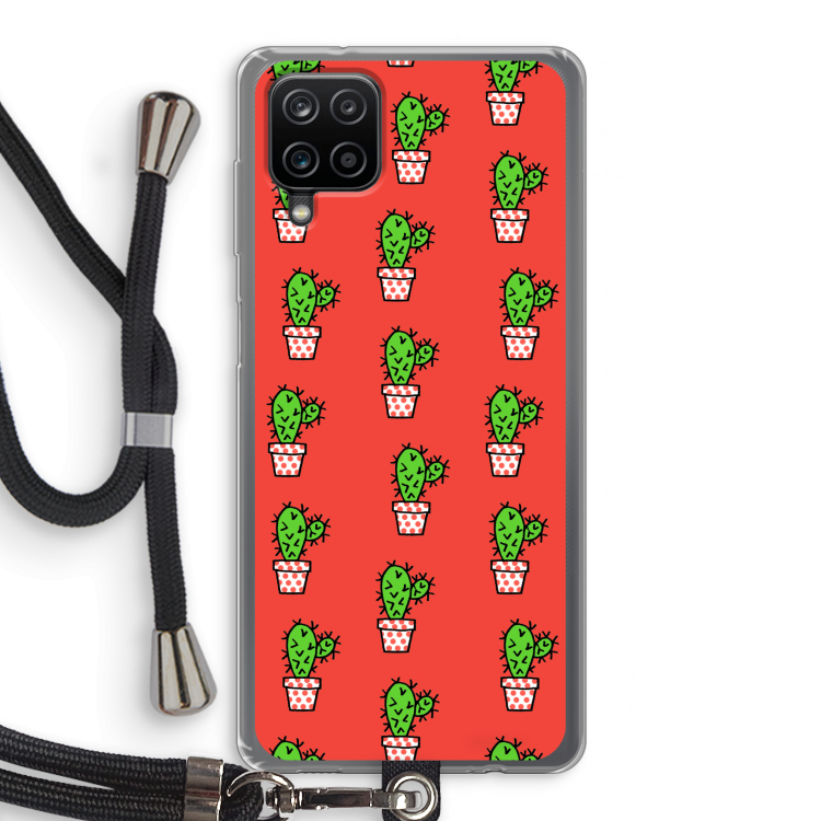 Mini cactus: Samsung Galaxy A12 Transparant Hoesje met koord