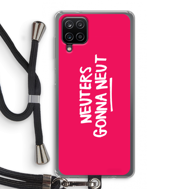 Neuters (roze): Samsung Galaxy A12 Transparant Hoesje met koord