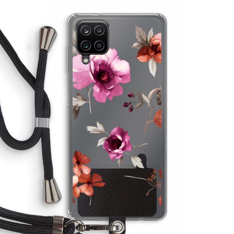 Geschilderde bloemen: Samsung Galaxy A12 Transparant Hoesje met koord