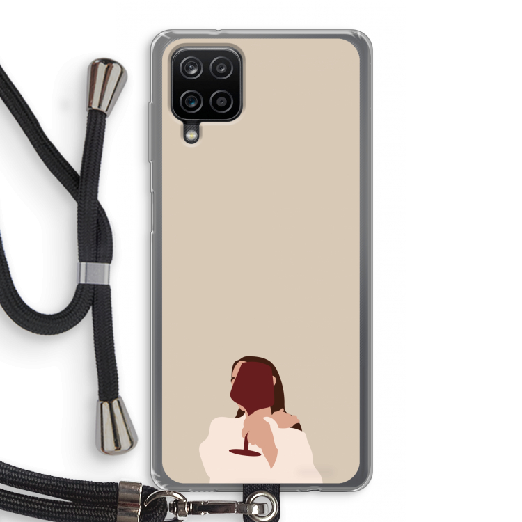 I drink wine: Samsung Galaxy A12 Transparant Hoesje met koord
