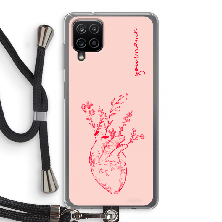 Blooming Heart: Samsung Galaxy A12 Transparant Hoesje met koord