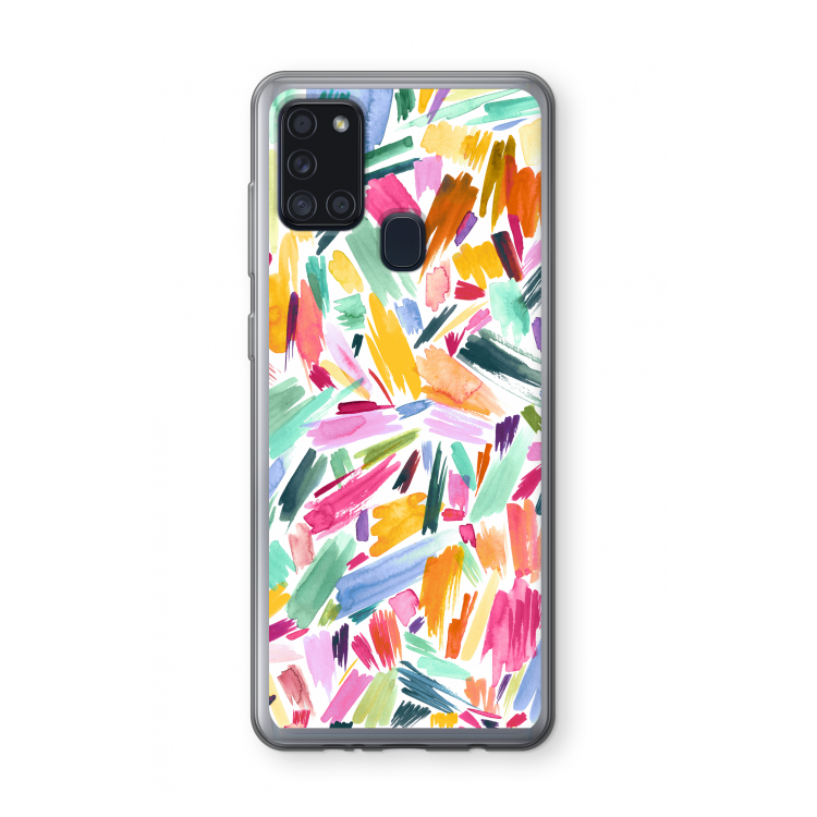 Watercolor Brushstrokes: Samsung Galaxy A21s Transparant Hoesje