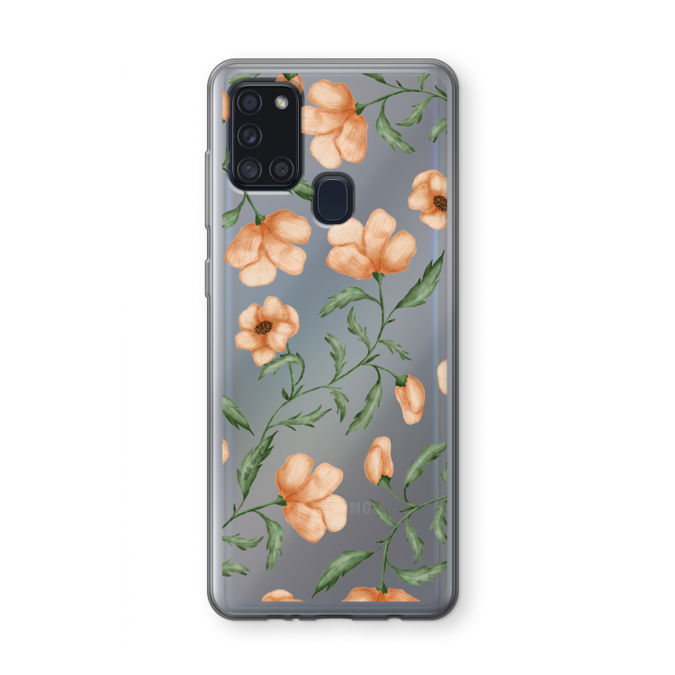 Peachy flowers: Samsung Galaxy A21s Transparant Hoesje