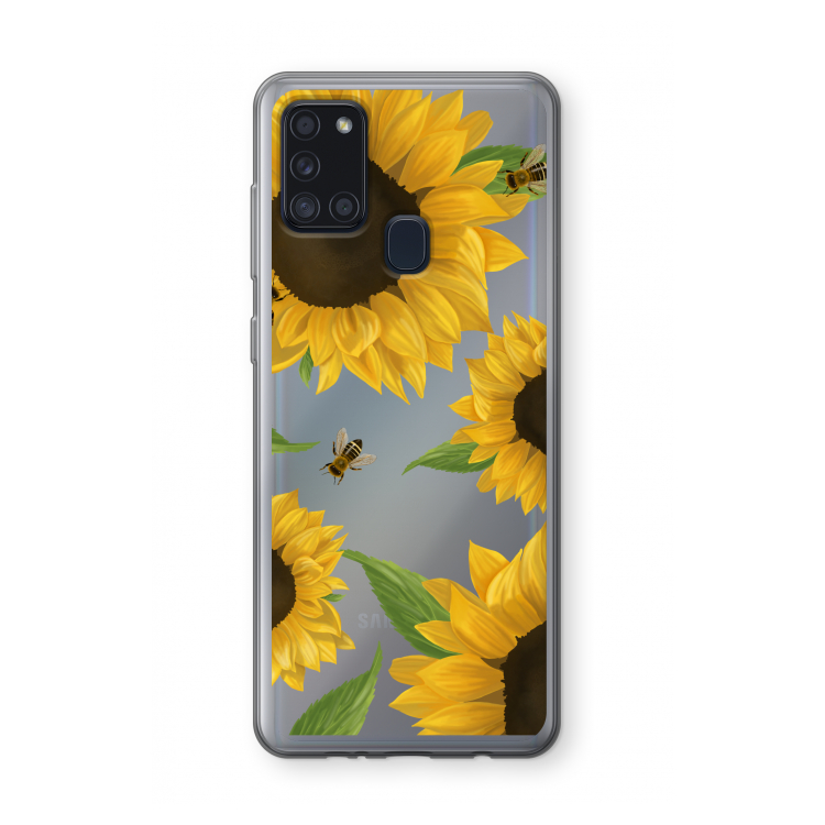 Sunflower and bees: Samsung Galaxy A21s Transparant Hoesje