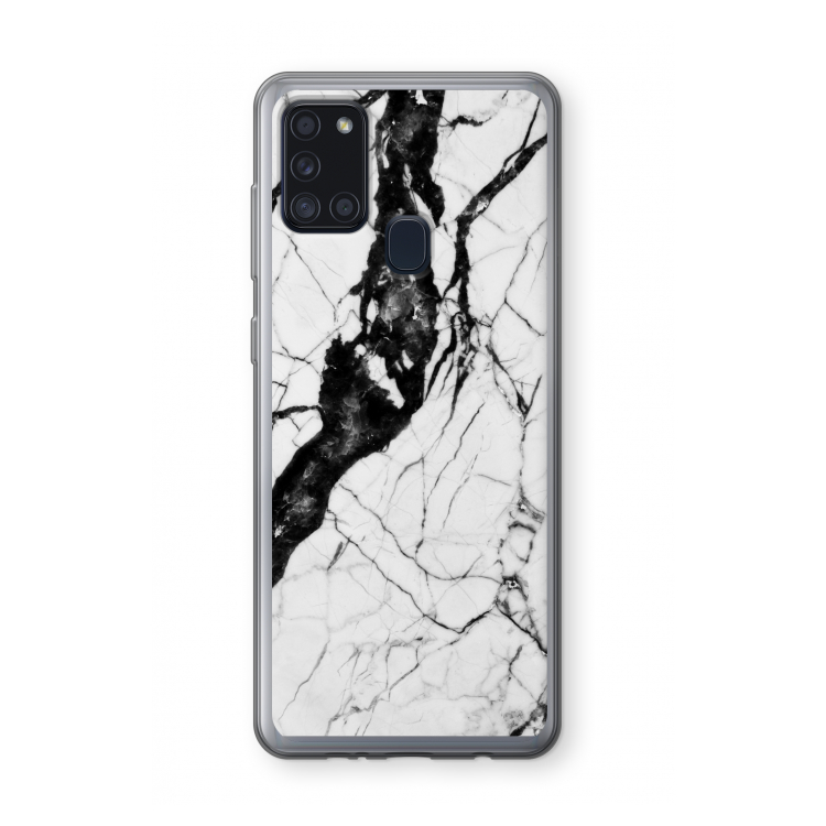 Witte marmer 2: Samsung Galaxy A21s Transparant Hoesje