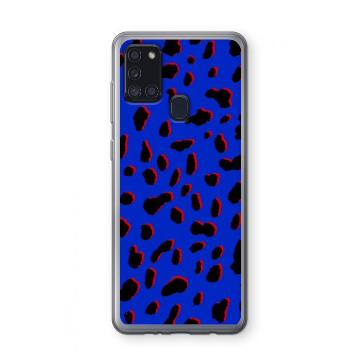Blue Leopard: Samsung Galaxy A21s Transparant Hoesje