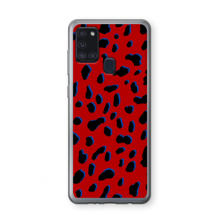 Red Leopard: Samsung Galaxy A21s Transparant Hoesje