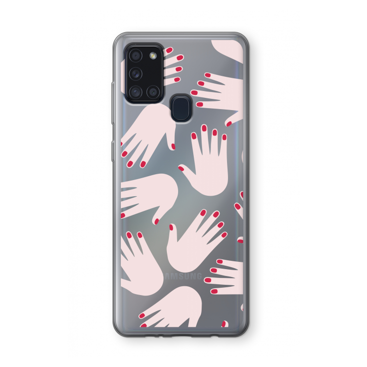 Hands pink: Samsung Galaxy A21s Transparant Hoesje