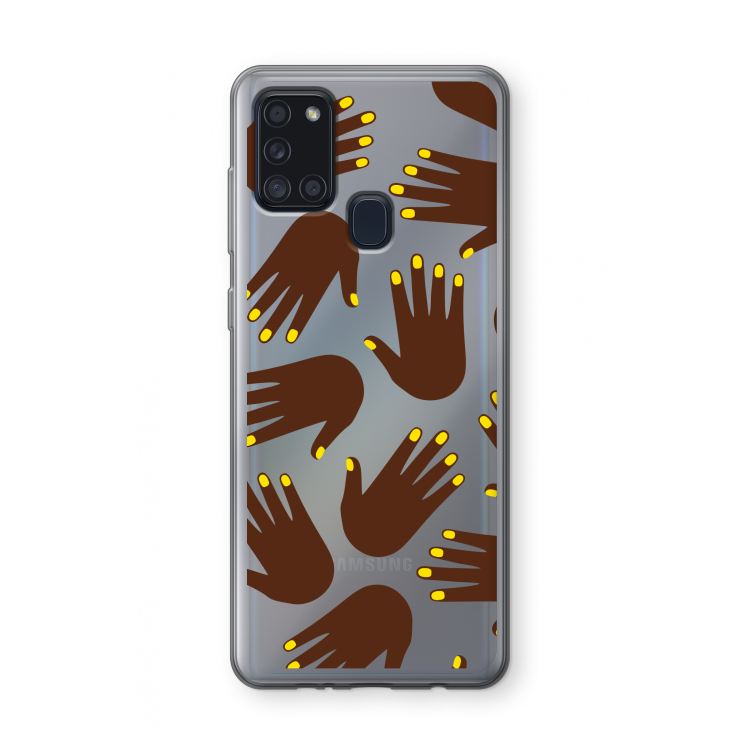 Hands dark: Samsung Galaxy A21s Transparant Hoesje