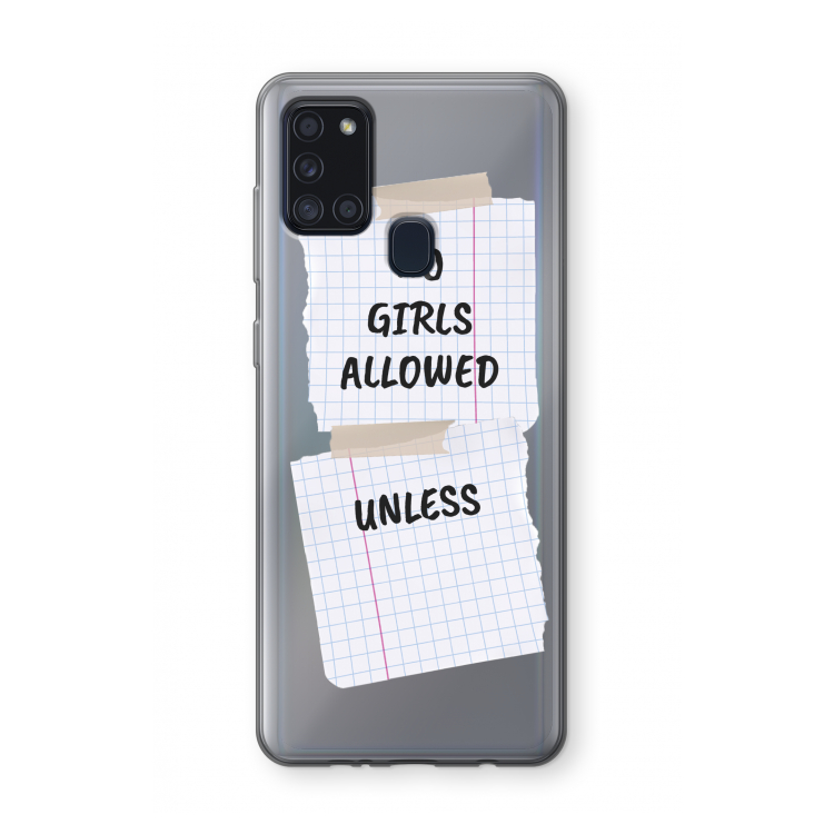 No Girls Allowed Unless: Samsung Galaxy A21s Transparant Hoesje