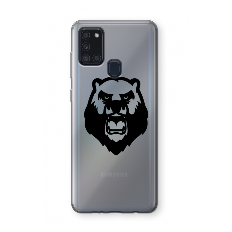 Angry Bear (black): Samsung Galaxy A21s Transparant Hoesje