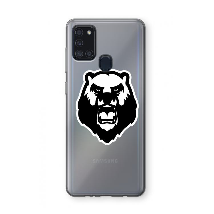 Angry Bear (white): Samsung Galaxy A21s Transparant Hoesje