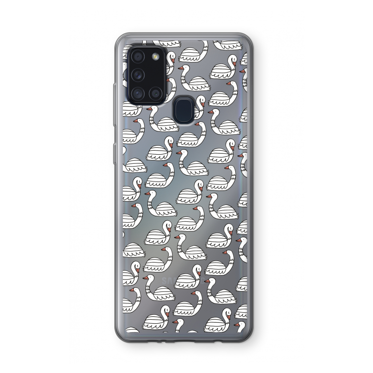 Zwanen: Samsung Galaxy A21s Transparant Hoesje